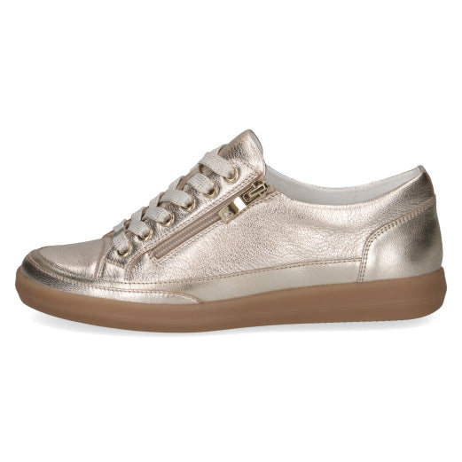 Caprice 9-23706-44-959 Platinum Gold Metallic Lace Trainers with Zip