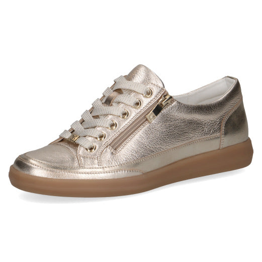 Caprice 9-23706-44-959 Platinum Gold Metallic Lace Trainers with Zip