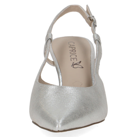 Caprice 9-29601-44-941 Silver Heels with Slingback Strap