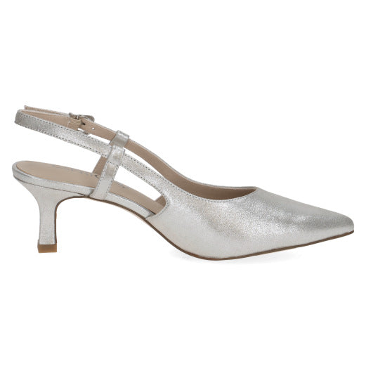 Caprice 9-29601-44-941 Silver Heels with Slingback Strap