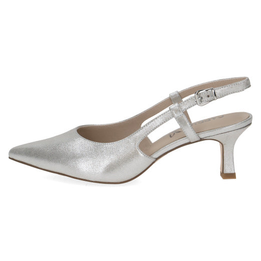 Caprice 9-29601-44-941 Silver Heels with Slingback Strap