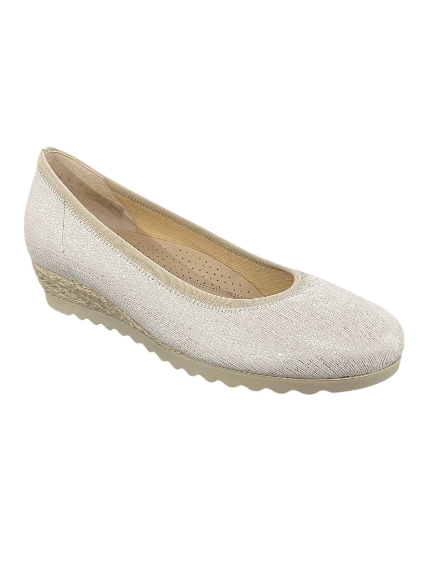 Gabor Comfort 62.641.80 G Fit White Gold Slip On Wedge Shoes