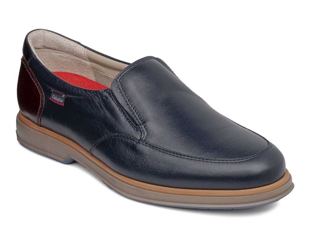 Callaghan 57901 Navy Slip On Shoes with Brown Heel