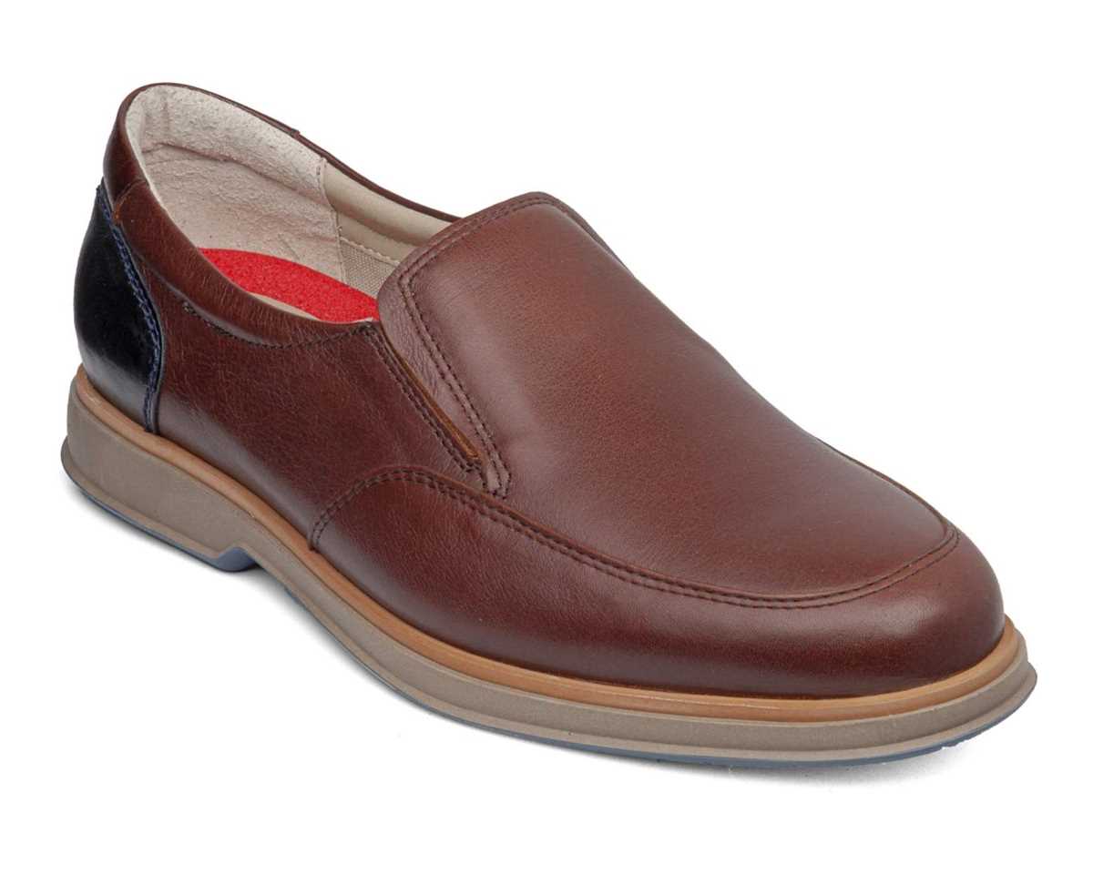 Callaghan 57901 Brown Slip On Shoes with Navy Heel