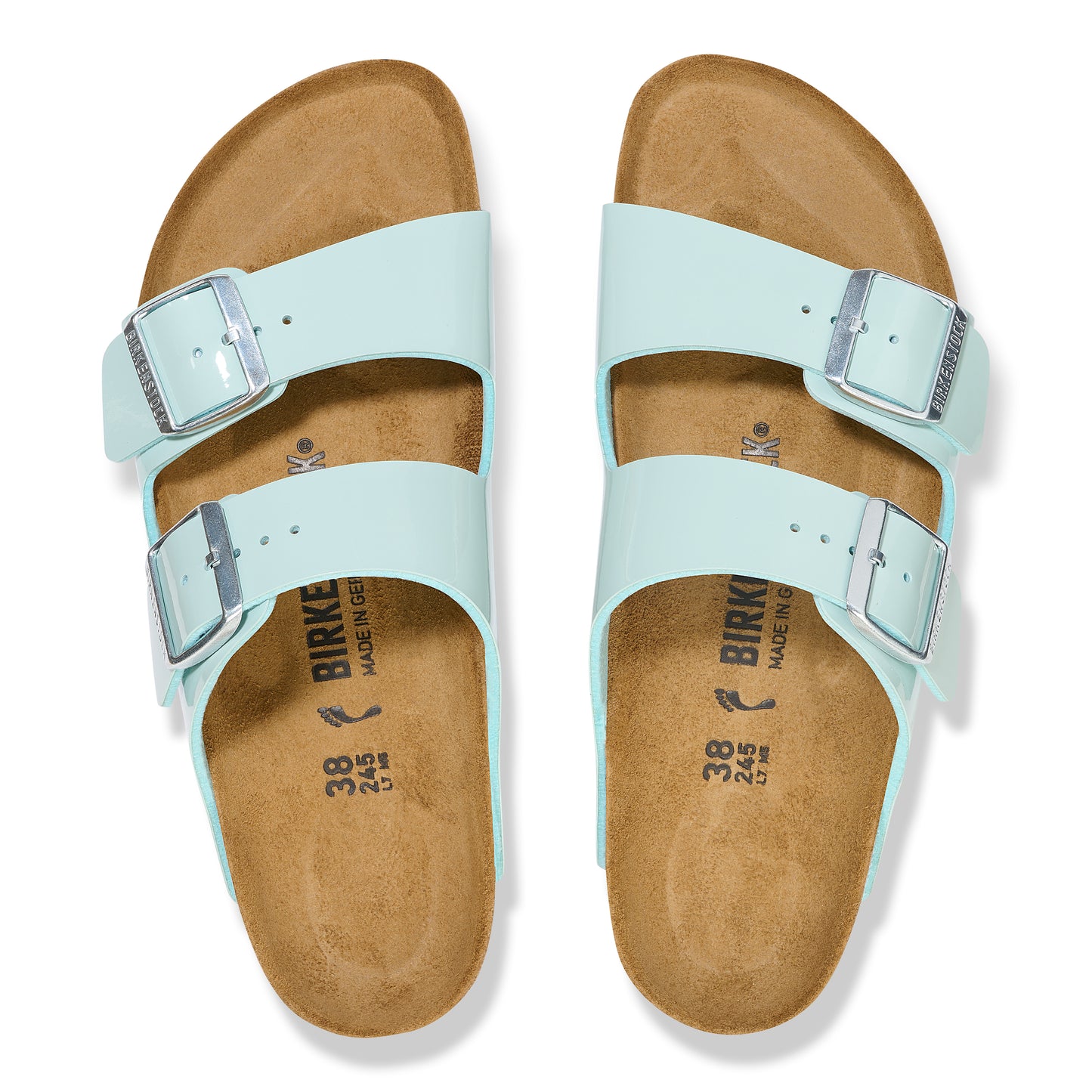 Birkenstock 1026963 Arizona Patent Surf Green/Light Turquoise Sandals