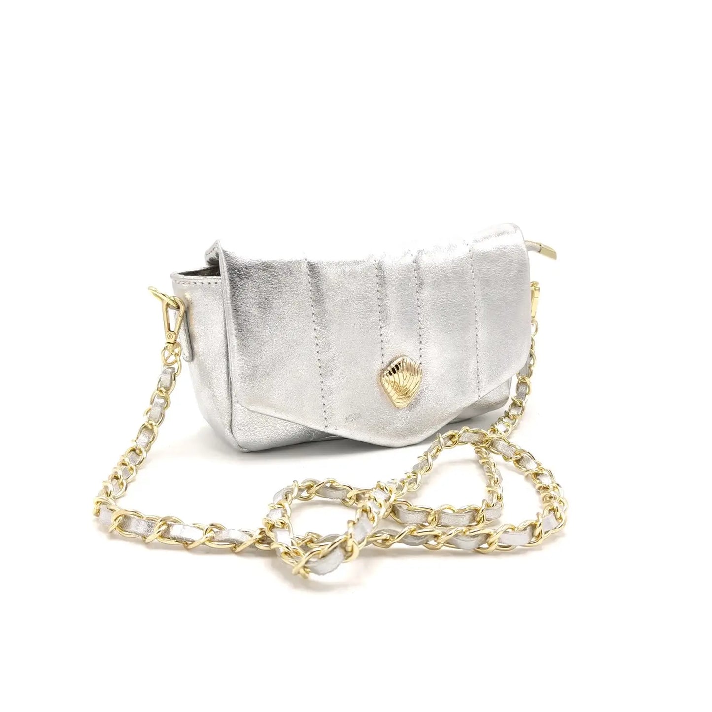 Suie Valentini srl 112389 Silver Soft Genuine Leather Shoulder Bag