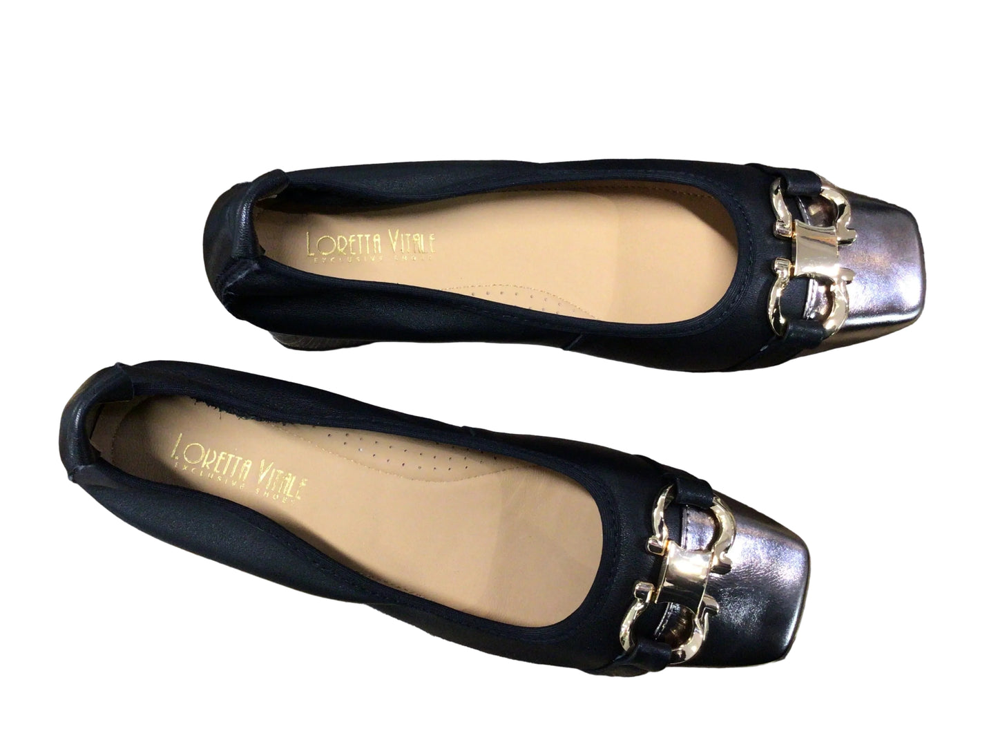 Loretta Vitale W5354 Black & Gold Bar Slip On