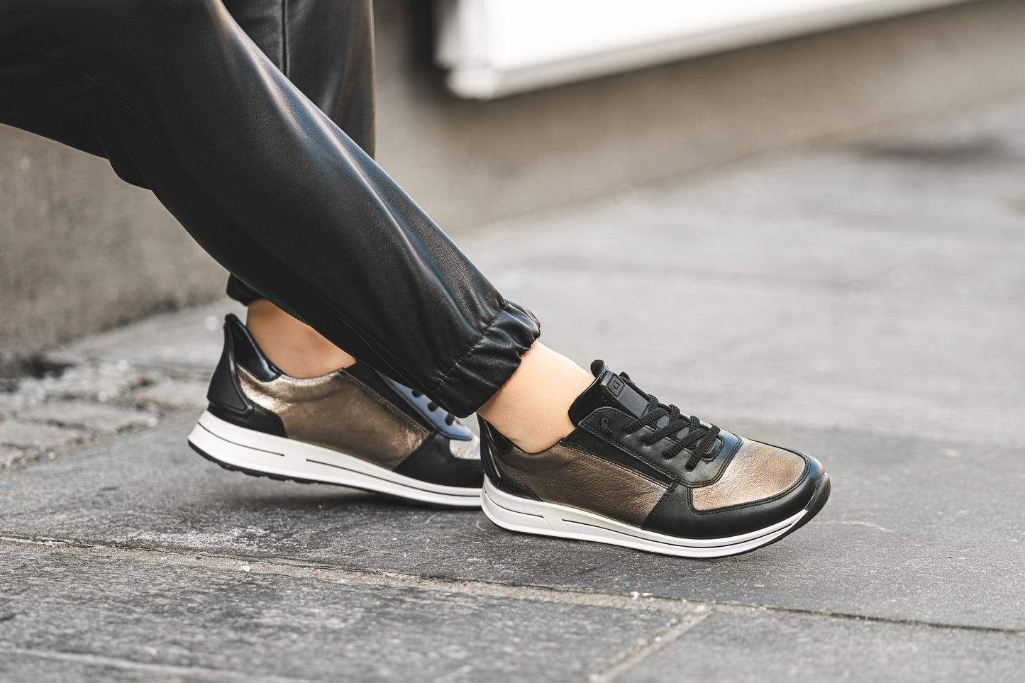 Ara 12-24836 15 Osaka 2.0 H Fit Black & Metallic Slip On Sneakers