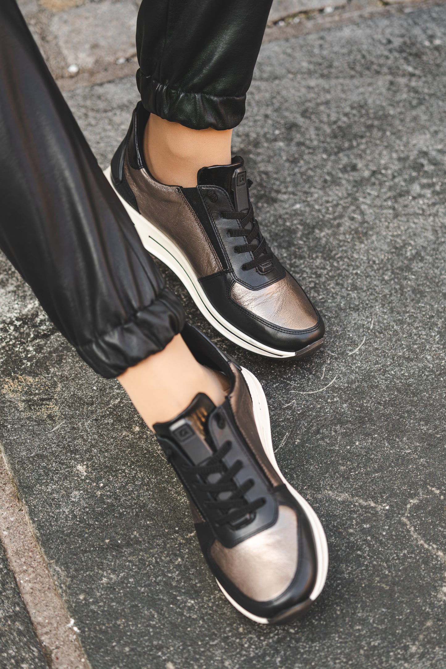 Ara 12-24836 15 Osaka 2.0 H Fit Black & Metallic Slip On Sneakers