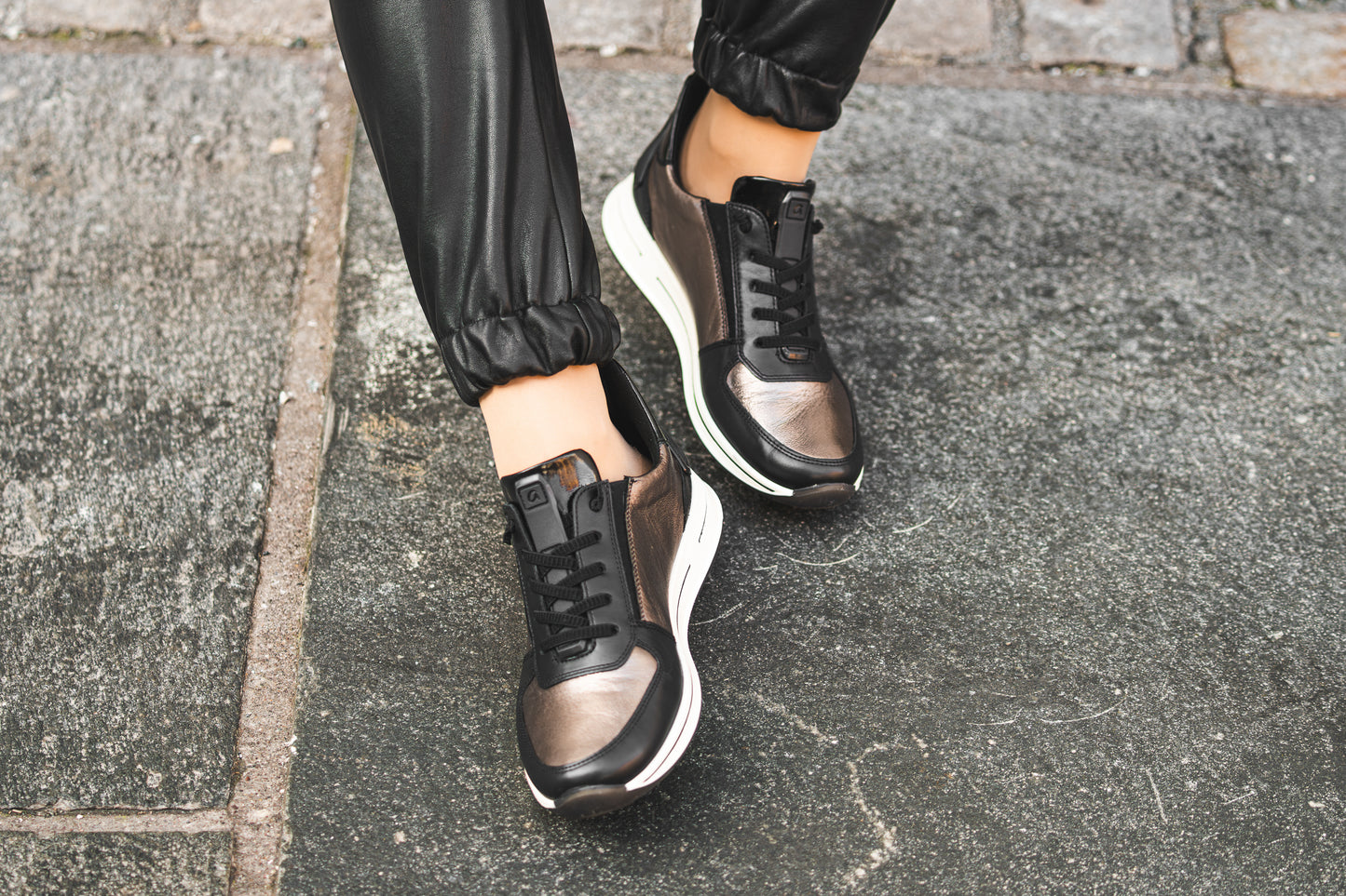 Ara 12-24836 15 Osaka 2.0 H Fit Black & Metallic Slip On Sneakers