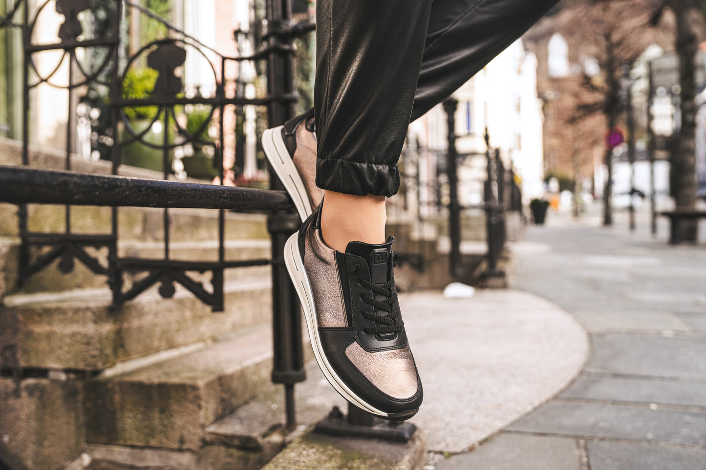 Ara 12-24836 15 Osaka 2.0 H Fit Black & Metallic Slip On Sneakers