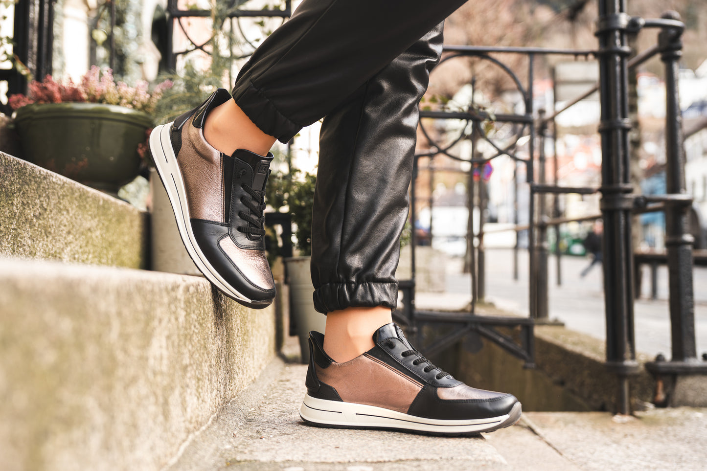 Ara 12-24836 15 Osaka 2.0 H Fit Black & Metallic Slip On Sneakers