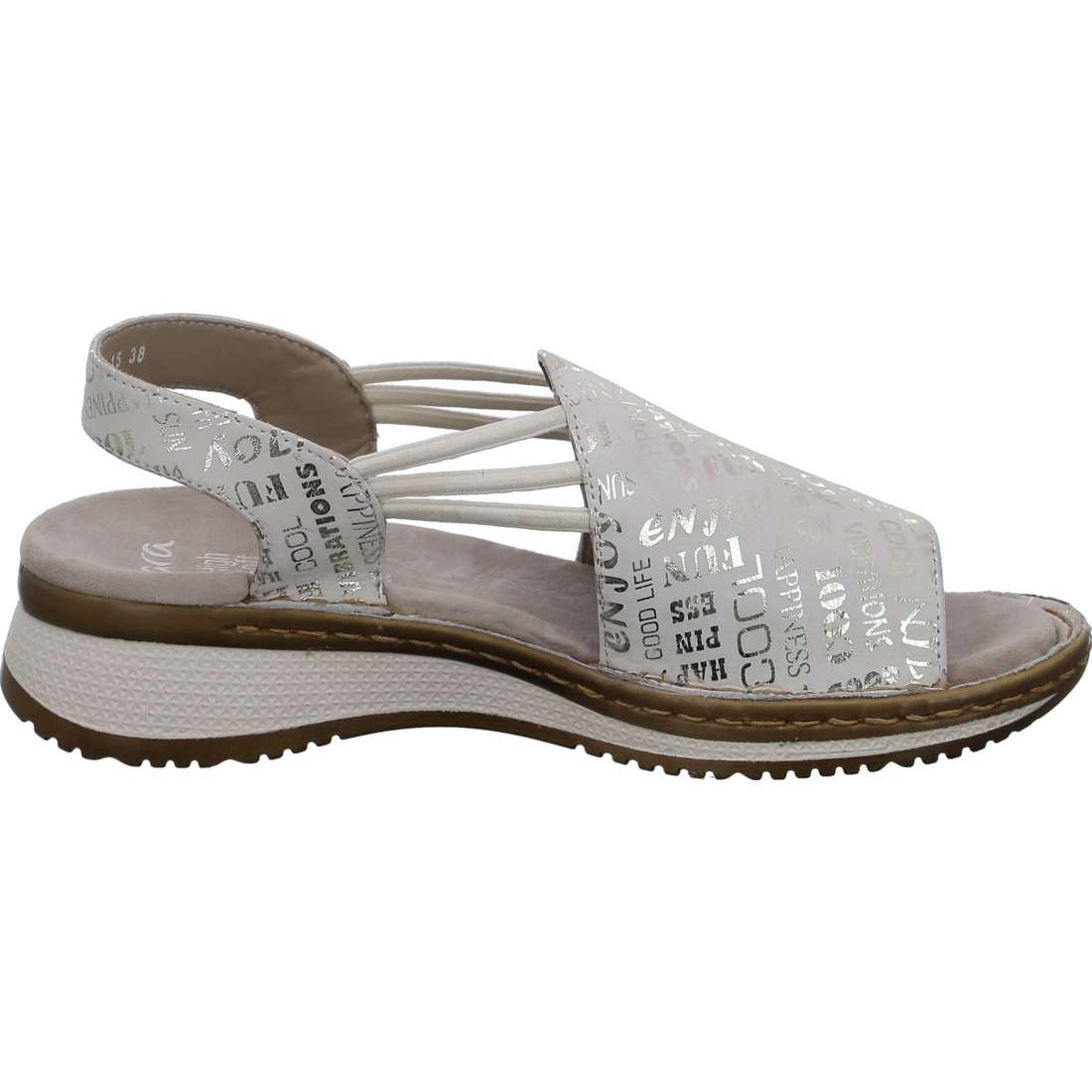 Ara 12-29005 15 Hawaii 2.0 Cream Graphic G Wide Fit Slingback Sandals