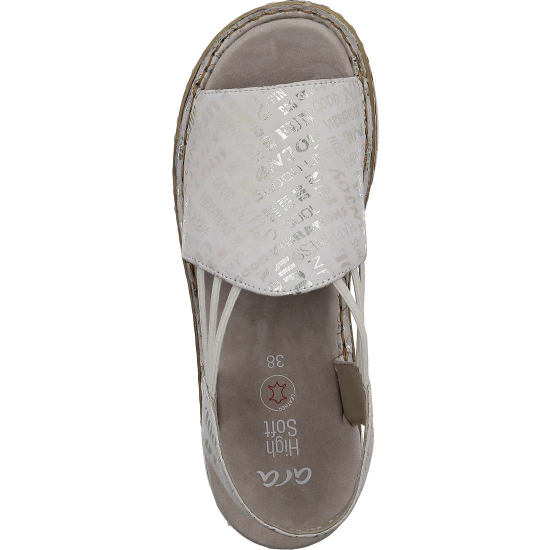 Ara 12-29005 15 Hawaii 2.0 Cream Graphic G Wide Fit Slingback Sandals