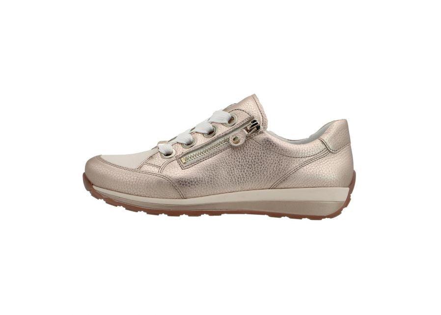 Ara 12-44587 69 Osaka Highsoft Beige Metallic H Fit Sneakers with Zip