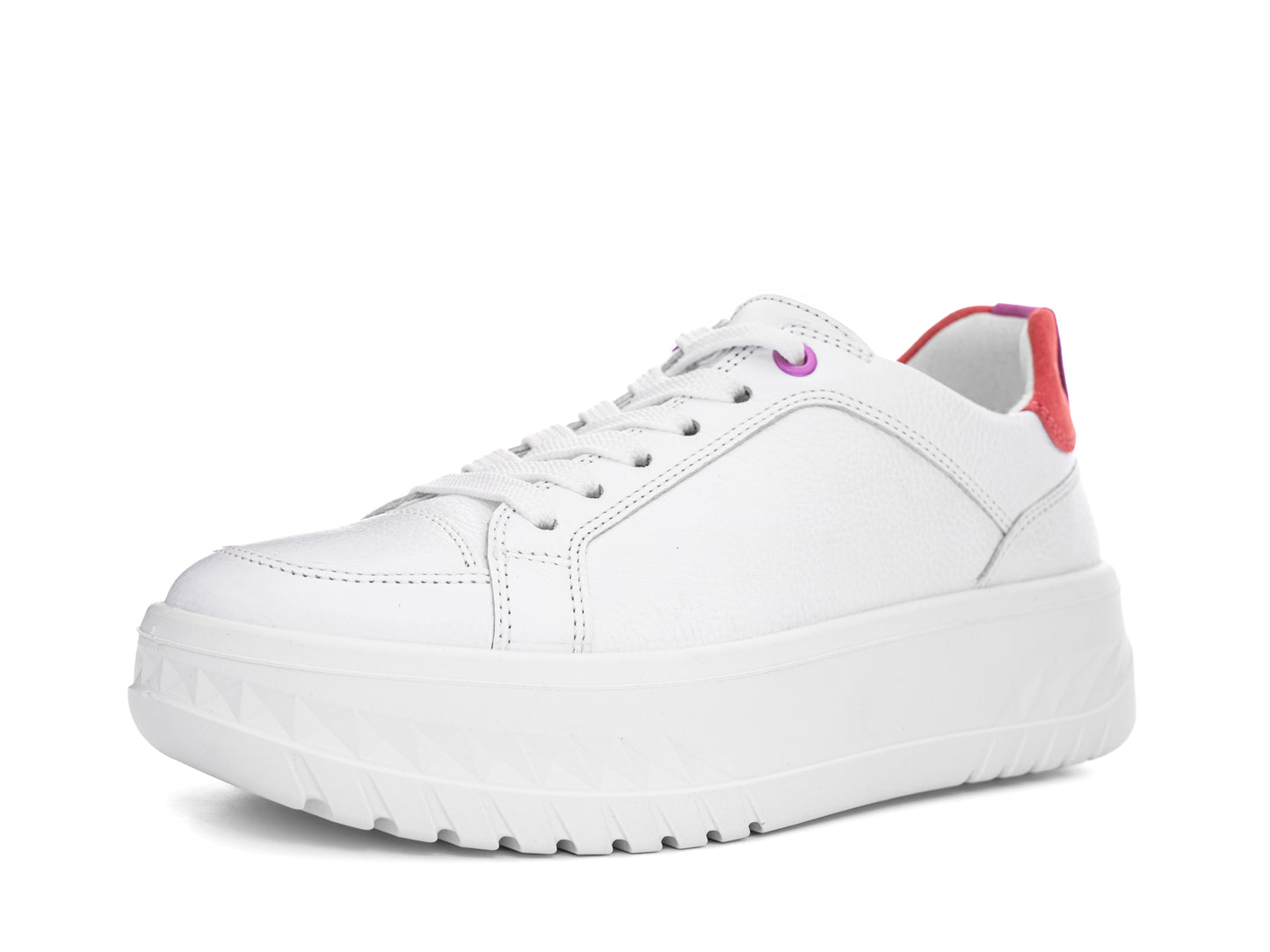 Ara 12-46703 04 Monaco 2.0 White H Fit Sneakers with Candy Pink Heel