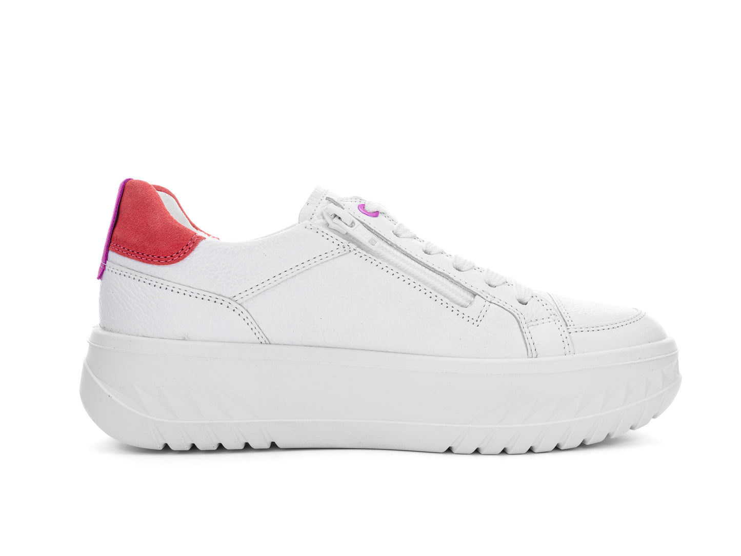 Ara 12-46703 04 Monaco 2.0 White H Fit Sneakers with Candy Pink Heel