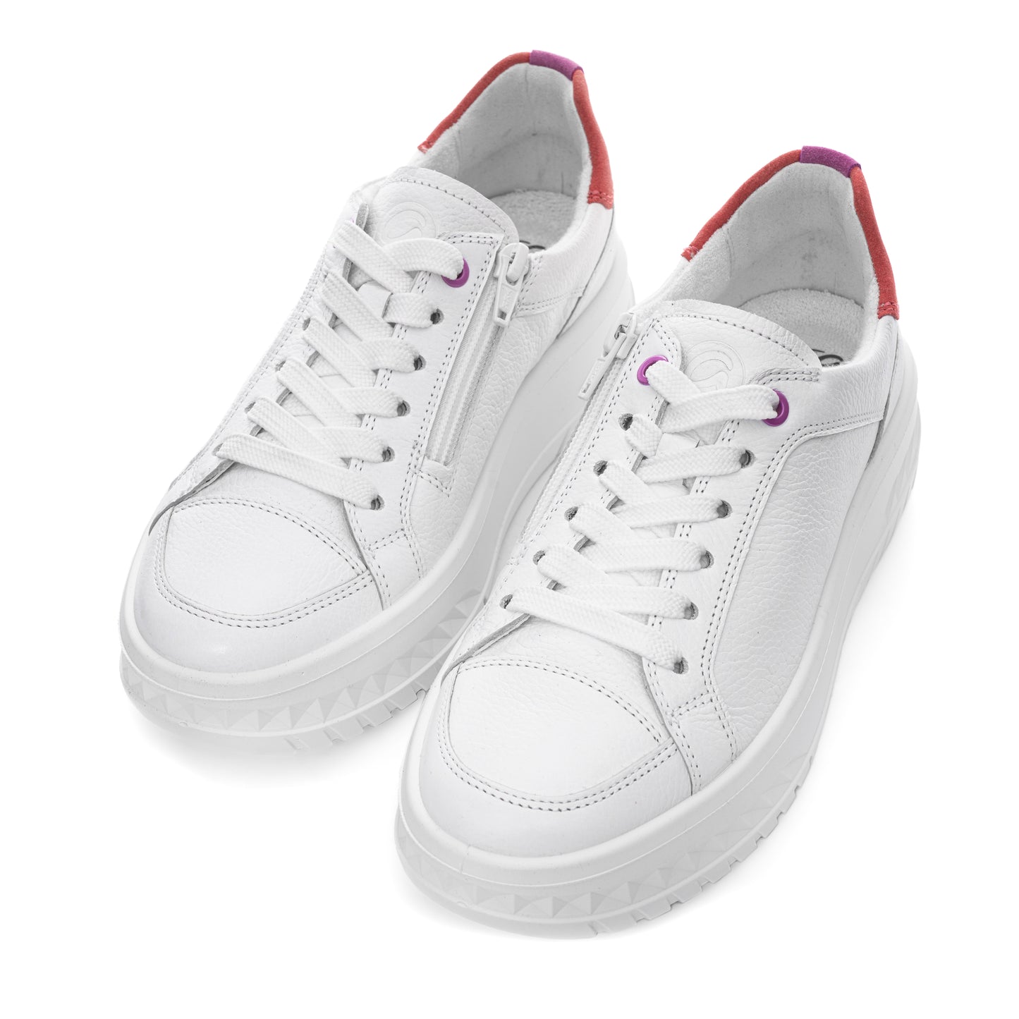 Ara 12-46703 04 Monaco 2.0 White H Fit Sneakers with Candy Pink Heel