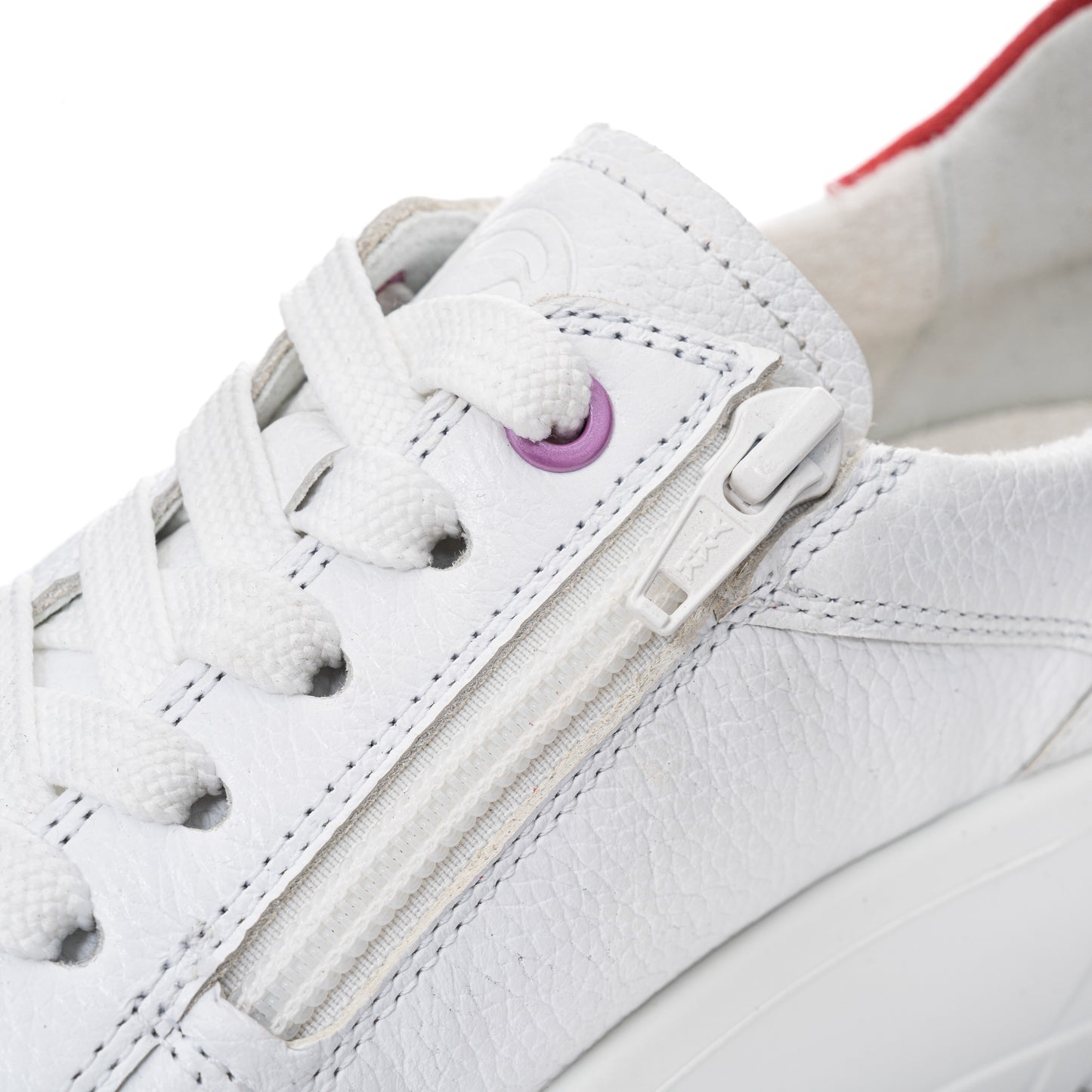 Ara 12-46703 04 Monaco 2.0 White H Fit Sneakers with Candy Pink Heel