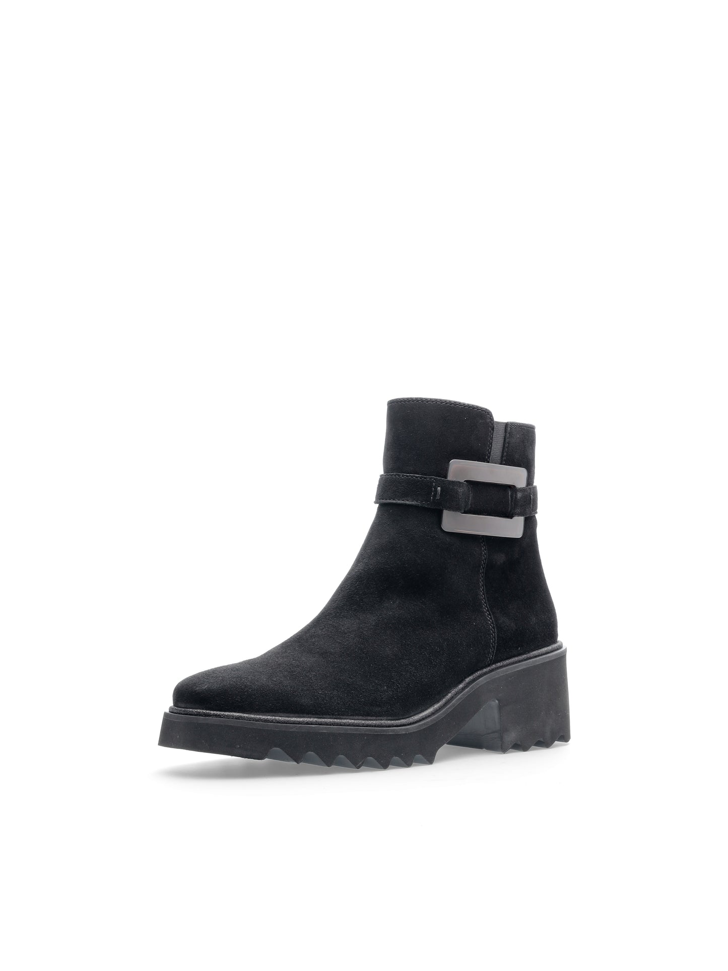 Ara 12-21531 11 Black Suede Heeled Boots with Side Buckle