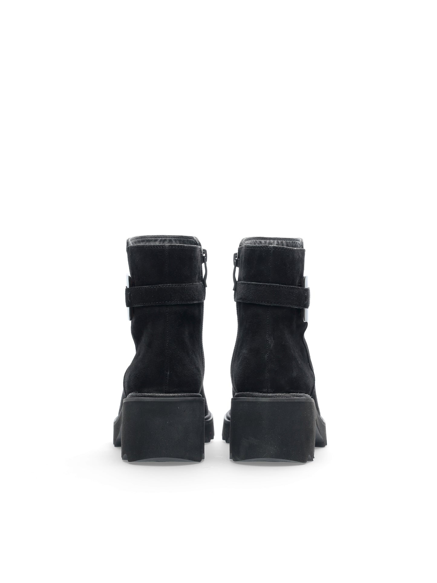 Ara 12-21531 11 Black Suede Heeled Boots with Side Buckle