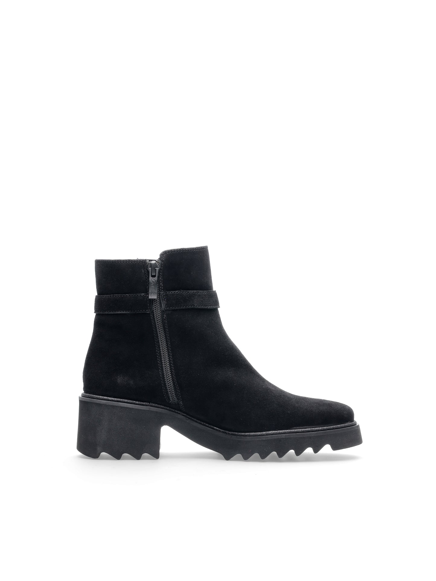 Ara 12-21531 11 Black Suede Heeled Boots with Side Buckle