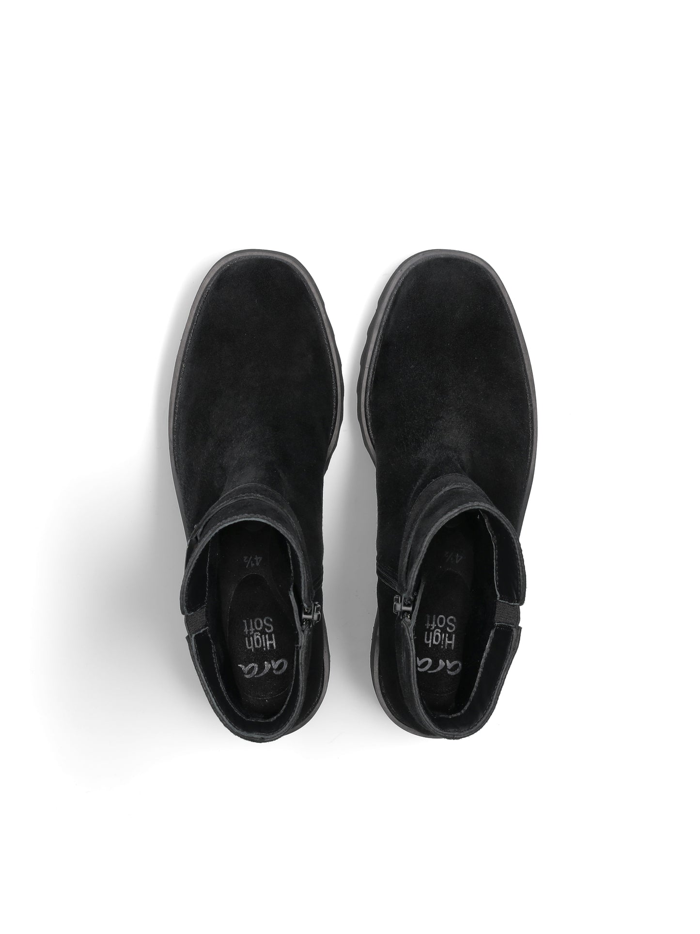 Ara 12-21531 11 Black Suede Heeled Boots with Side Buckle