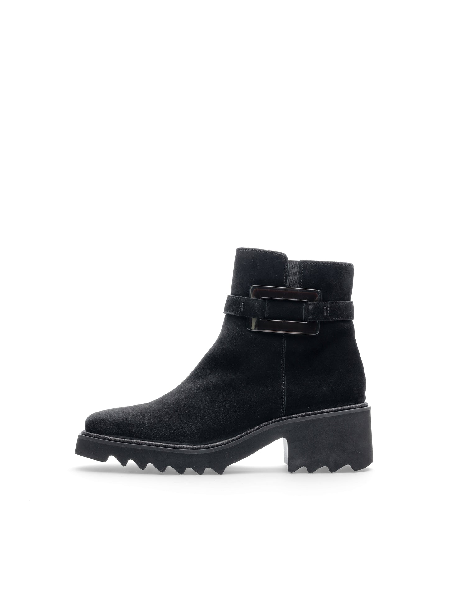 Ara 12-21531 11 Black Suede Heeled Boots with Side Buckle