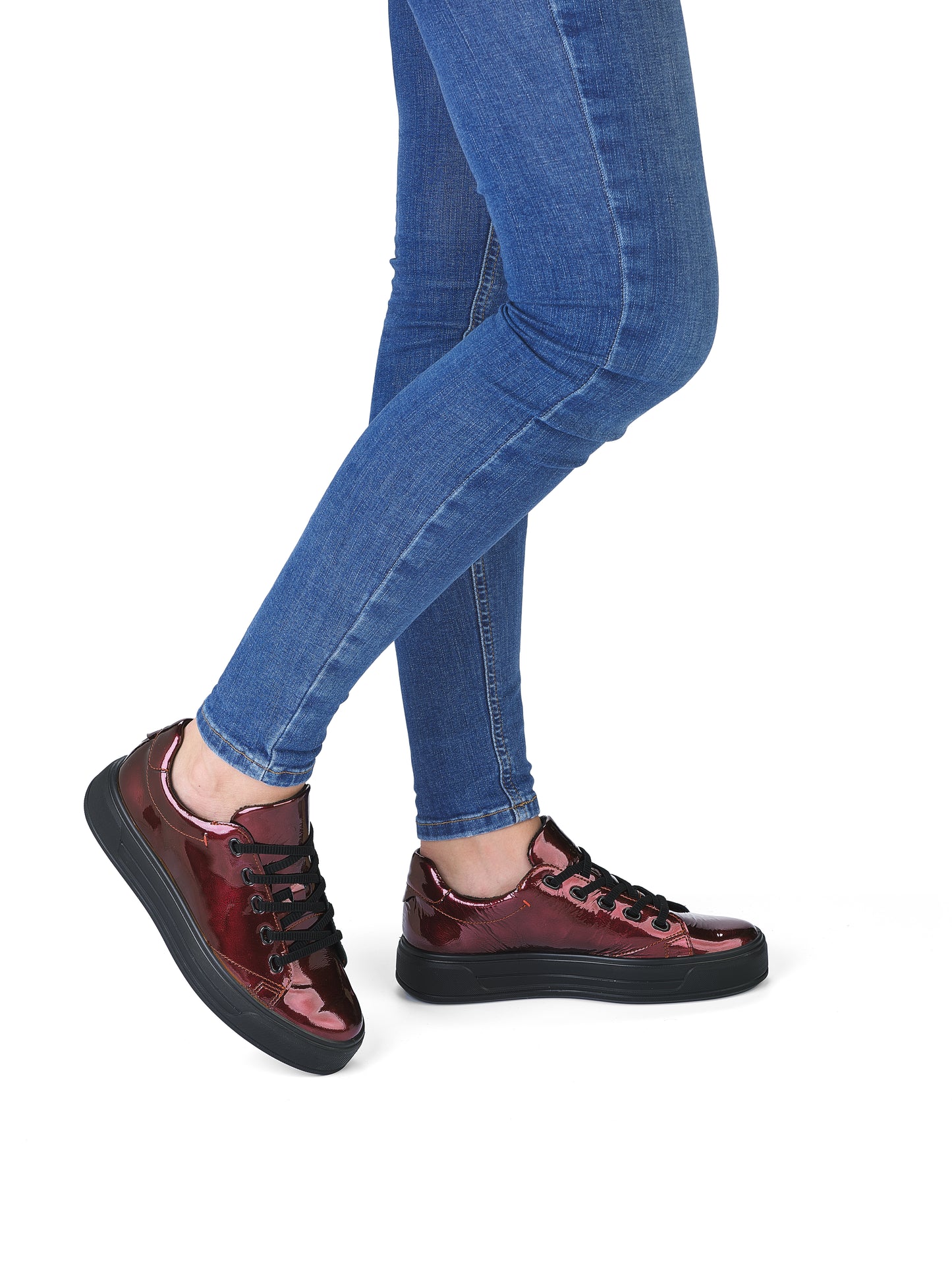 Ara 12-23042 16 Wine Patent H Fit Sneakers with Black Sole