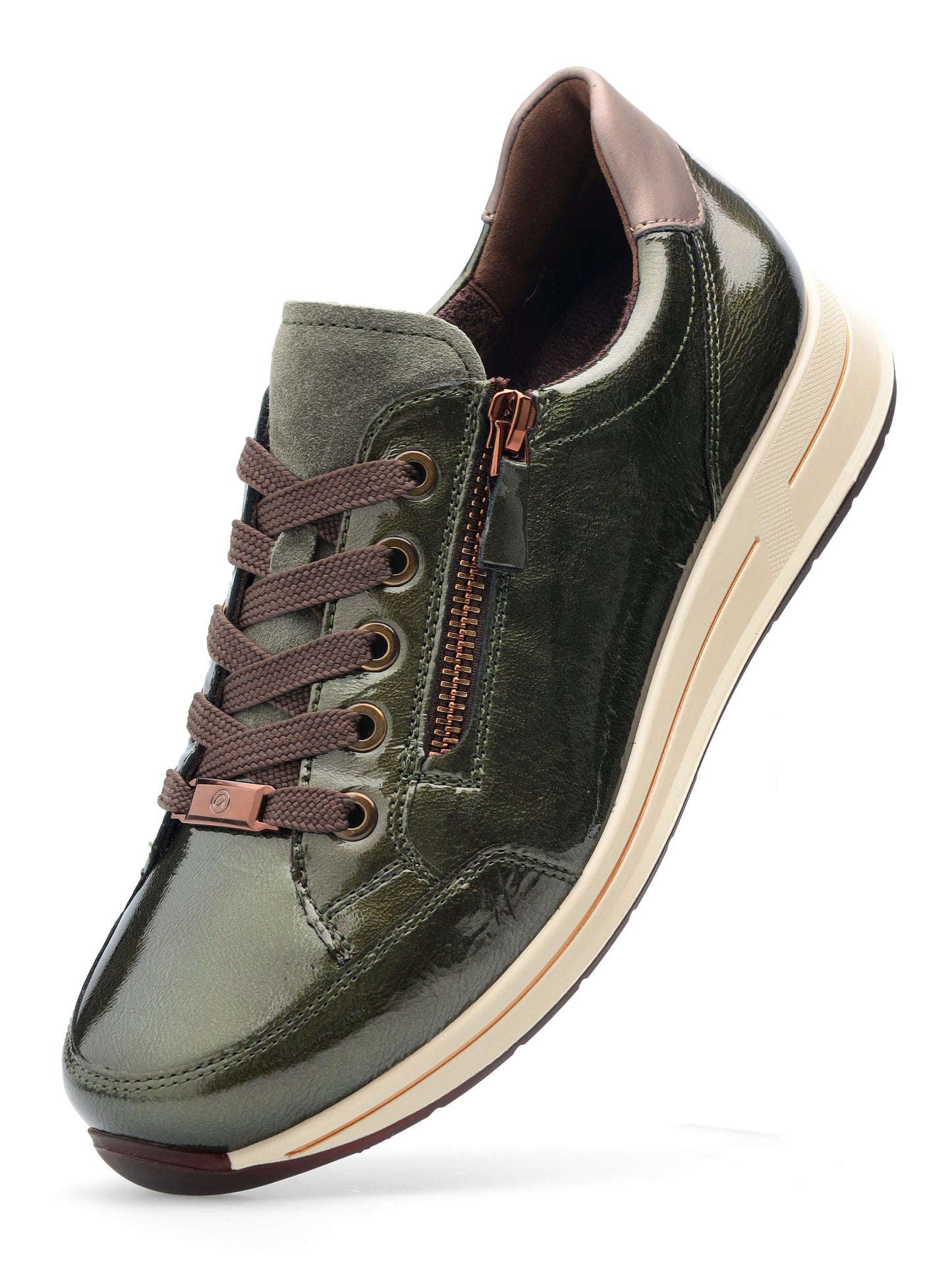 Ara 12-54801 93 Osaka 2.0 Forest Green Patent H Fit Sneakers