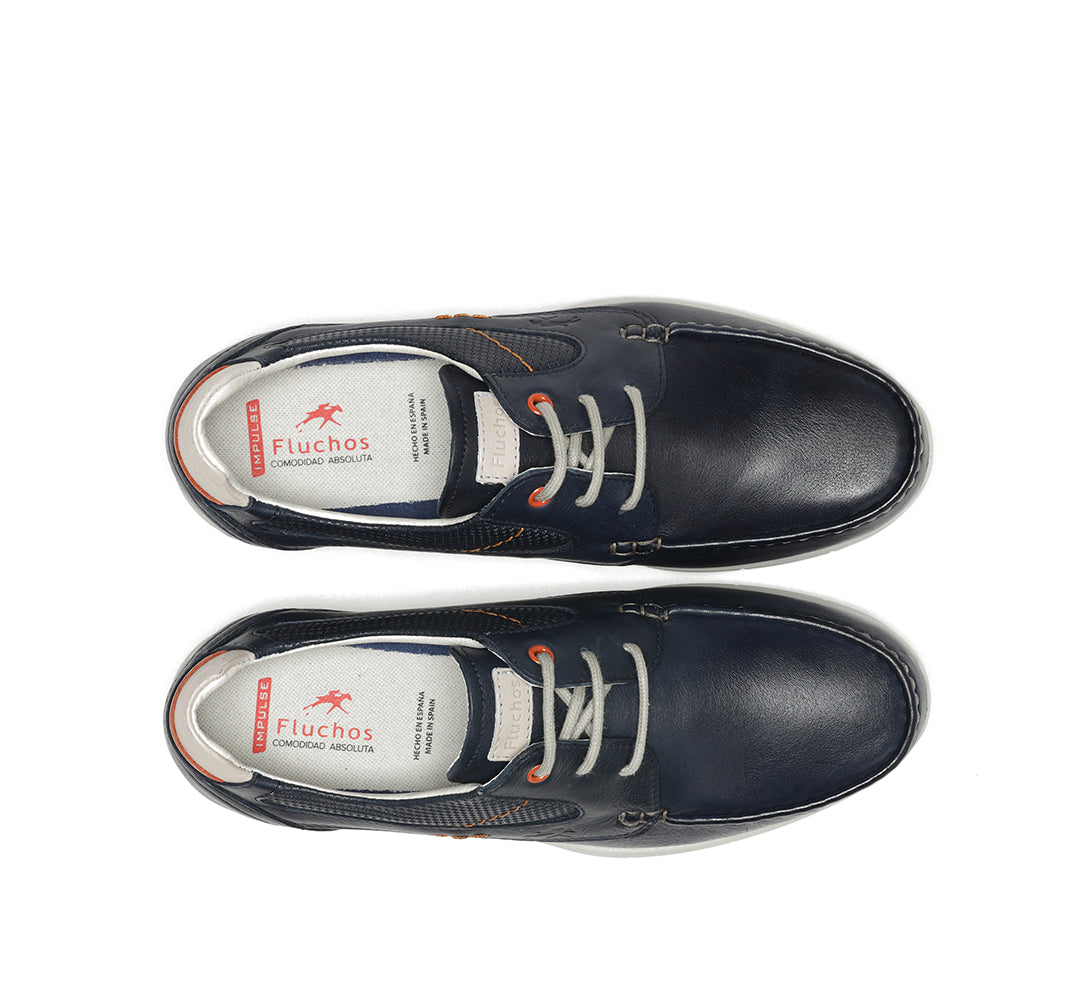 Fluchos F1695 Navy Lace Shoes with Cream Heel