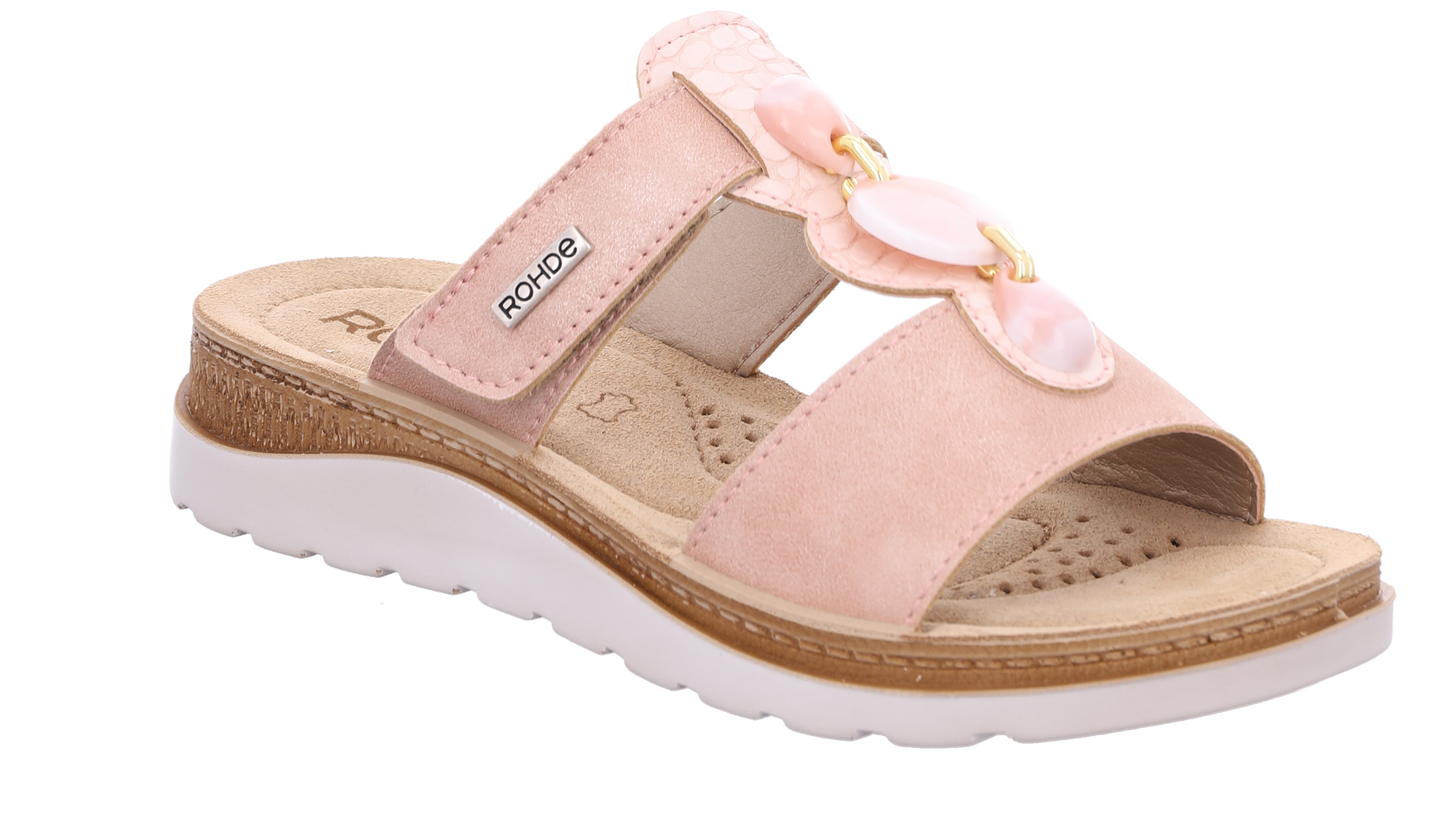 Rohde 1305 44 Rose Slip On Velcro Sandals with Stone Detail