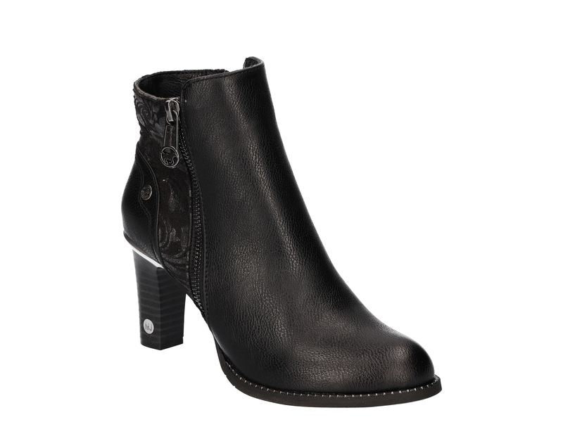 Mustang 1335-501-9 Black Print Boots with Block Heel