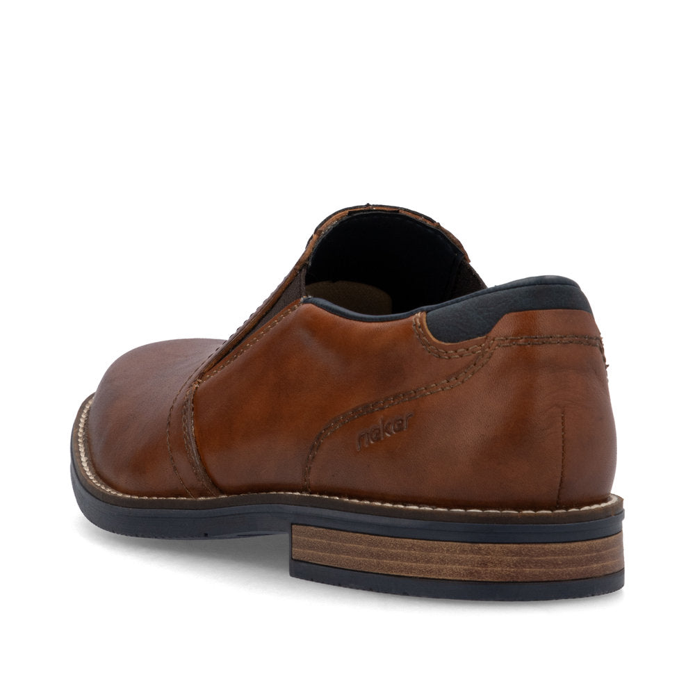 Rieker 13557-24 Tan Brown Slip On Shoes with Navy Trim
