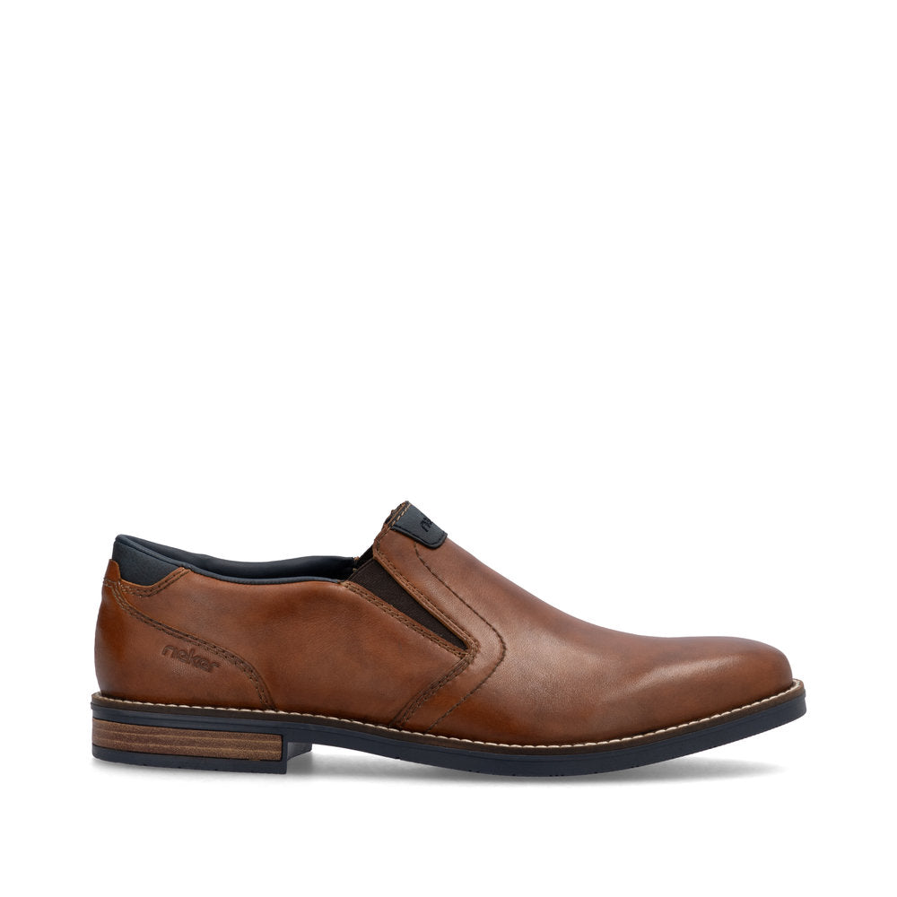 Rieker 13557-24 Tan Brown Slip On Shoes with Navy Trim