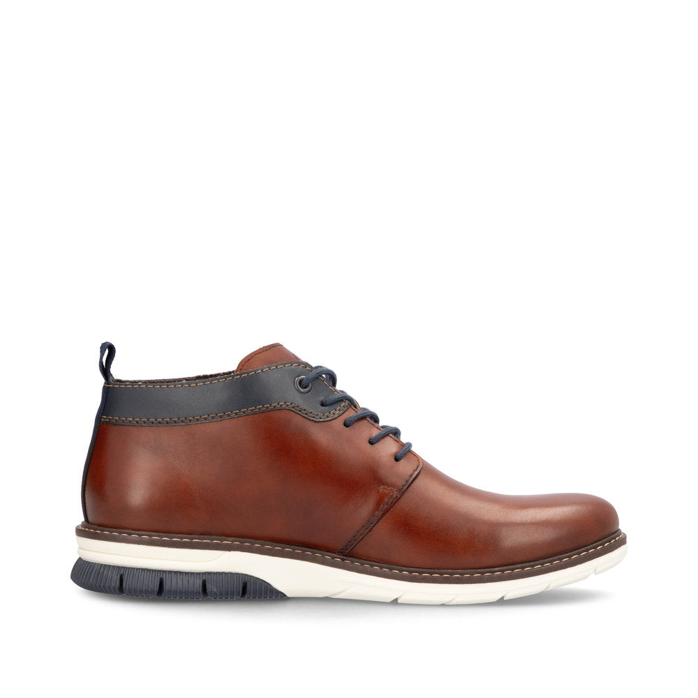 Rieker 14417-24 Brown & Navy Trim Lace Boots