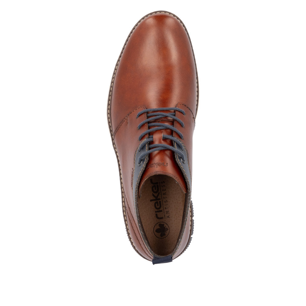 Rieker 14417-24 Brown & Navy Trim Lace Boots