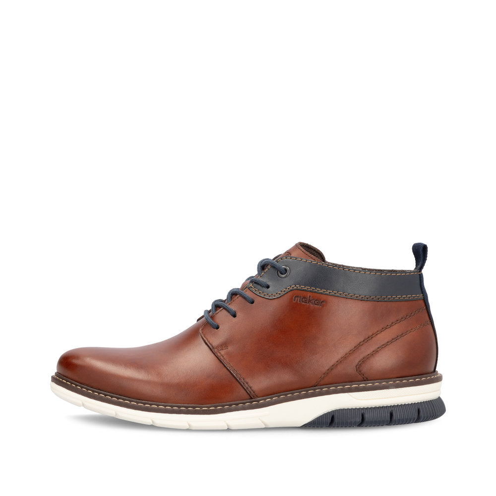 Rieker 14417-24 Brown & Navy Trim Lace Boots