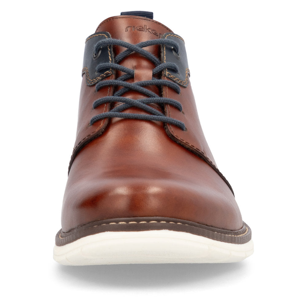 Rieker 14417-24 Brown & Navy Trim Lace Boots