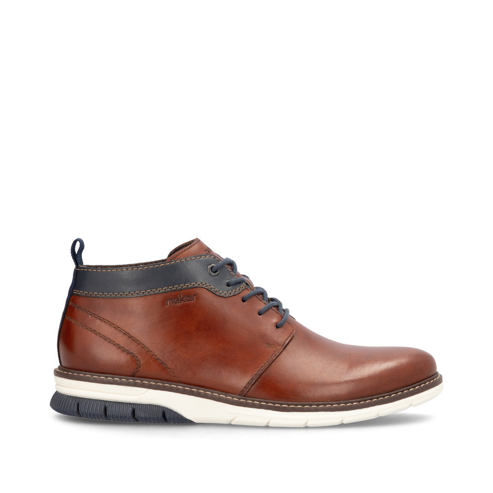 Rieker 14417-24 Brown & Navy Trim Lace Boots