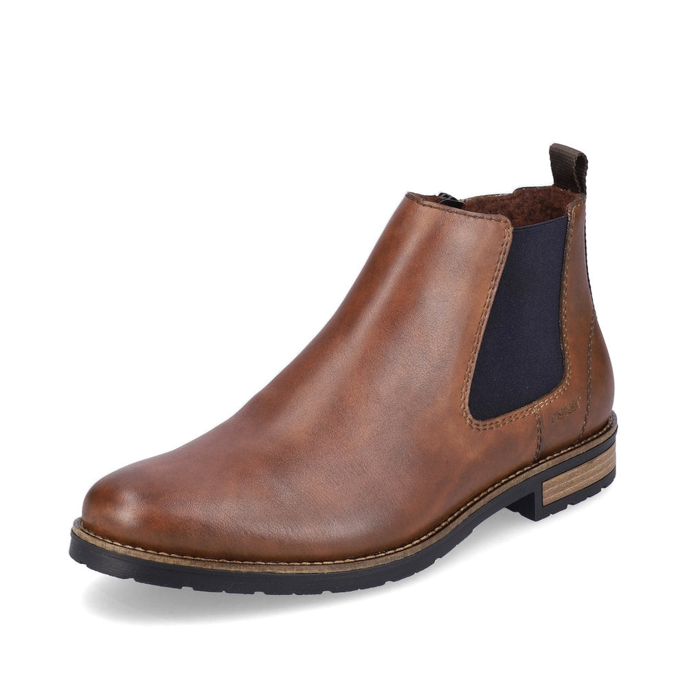 Rieker 14653-24 Brown Chelsea Boots with Navy Elastic