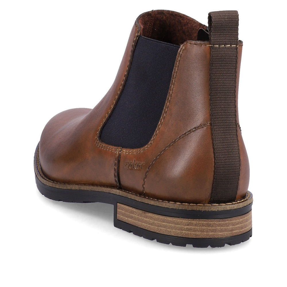 Rieker 14653-24 Brown Chelsea Boots with Navy Elastic