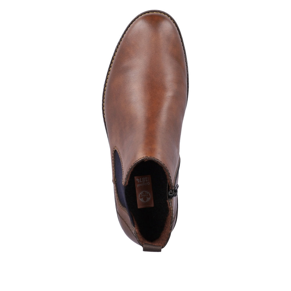 Rieker 14653-24 Brown Chelsea Boots with Navy Elastic