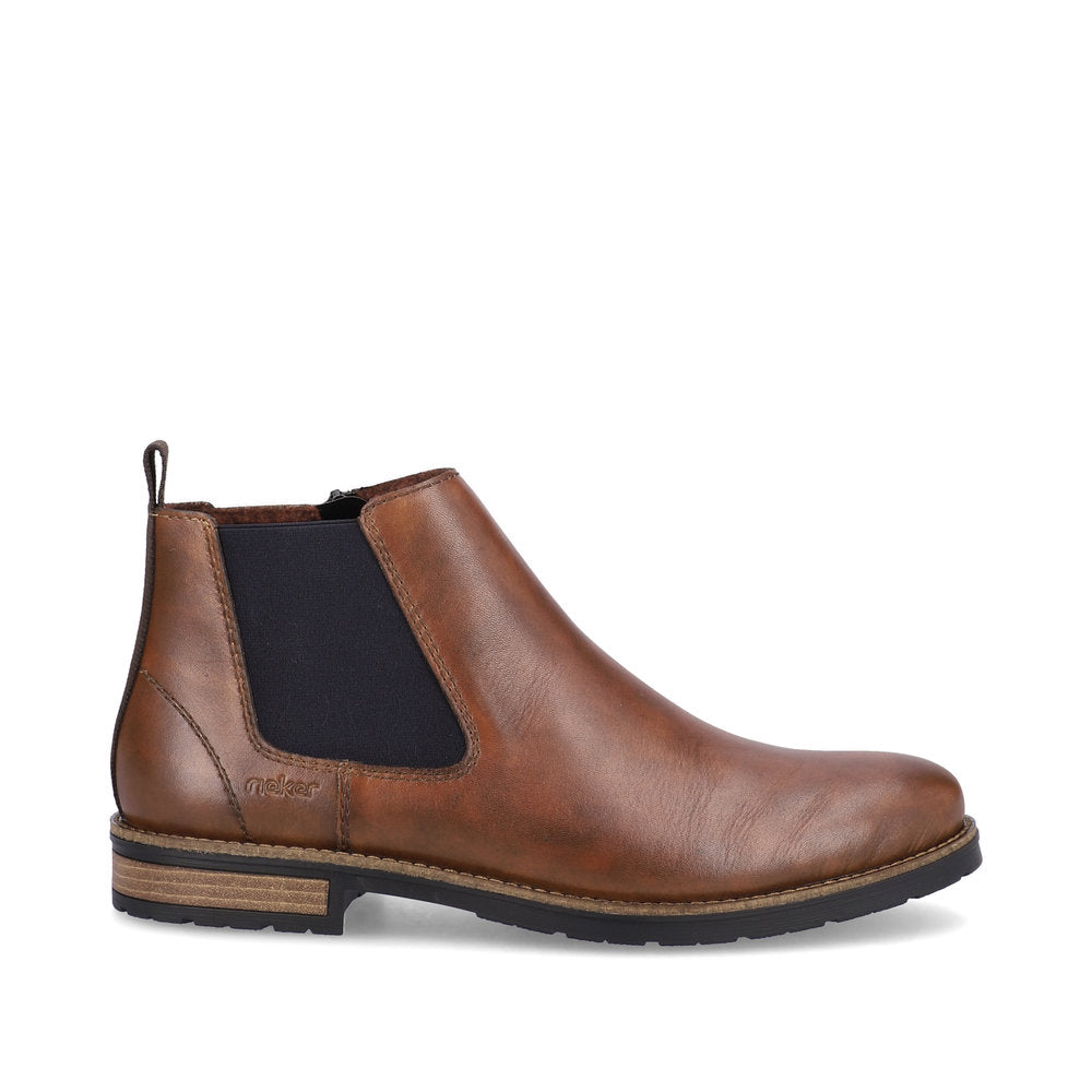 Rieker 14653-24 Brown Chelsea Boots with Navy Elastic