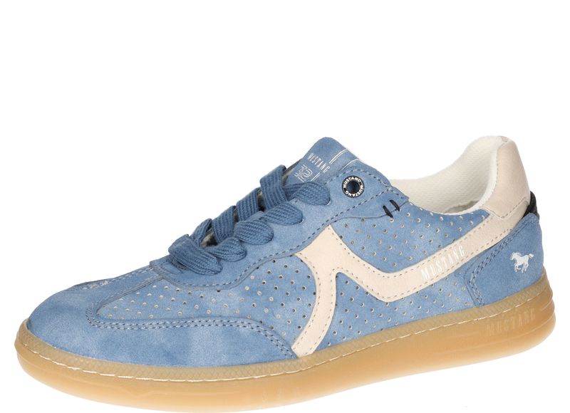 Mustang 1511-302-008 Blue Lace Trainers with White Detail