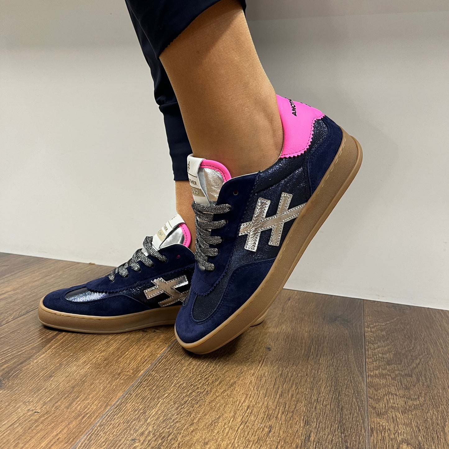 Another Trend A03280D2 Ante+Metal Ocean Navy Silver Pink Trainers