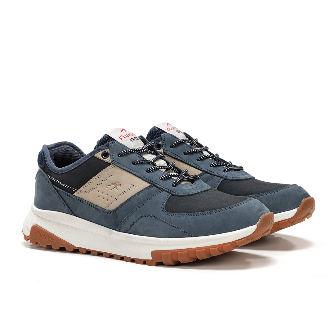 Fluchos F2012 Jeans Blue, Navy & Beige Combi Lace Sneakers