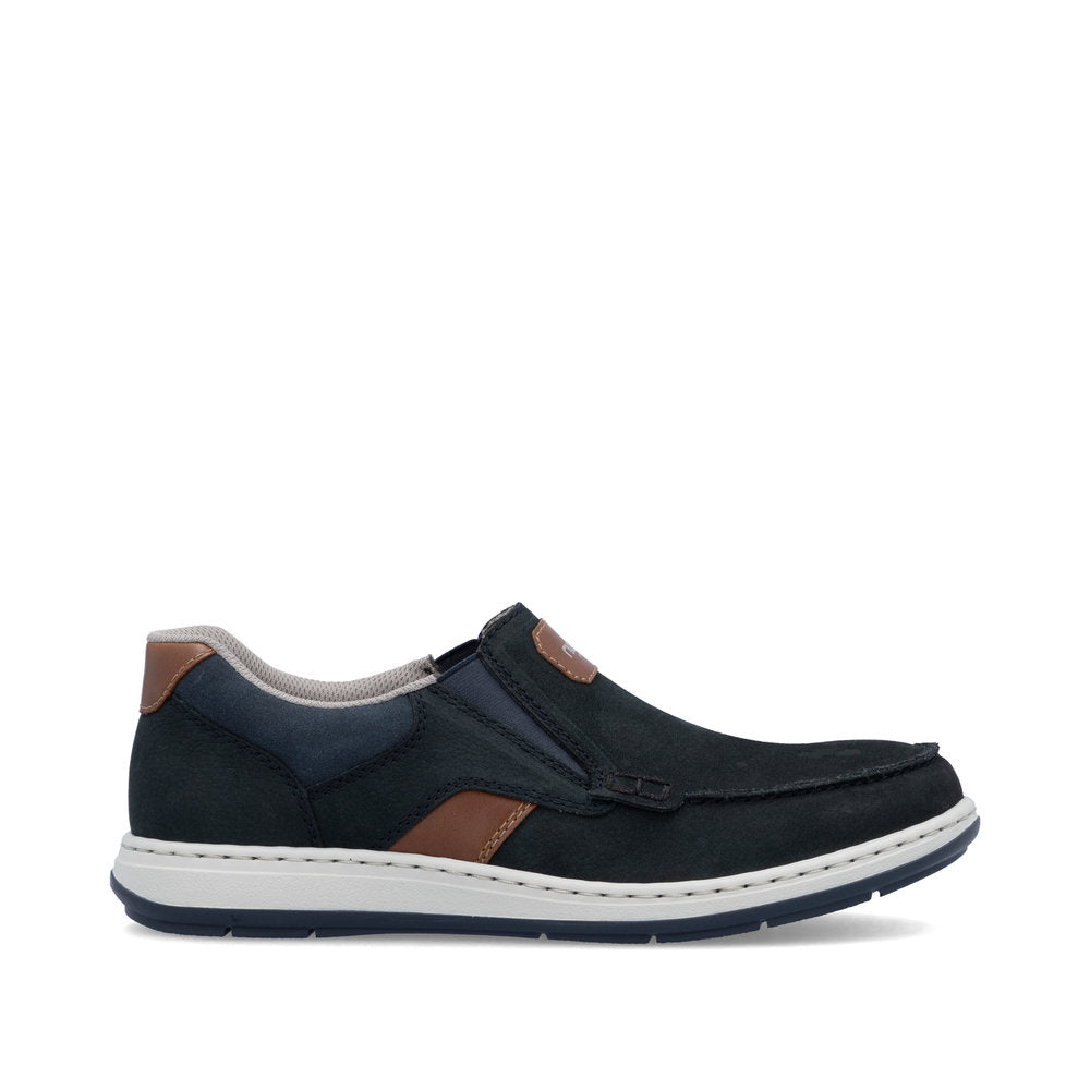 Rieker 17368-14 Navy /Tan H Fit Slip On Shoes