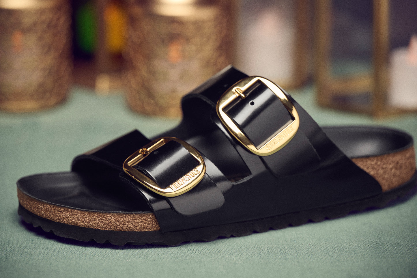 Birkenstock 1021476 Arizona Big Buckle Natural Leather Patent High Shine Black Sandals
