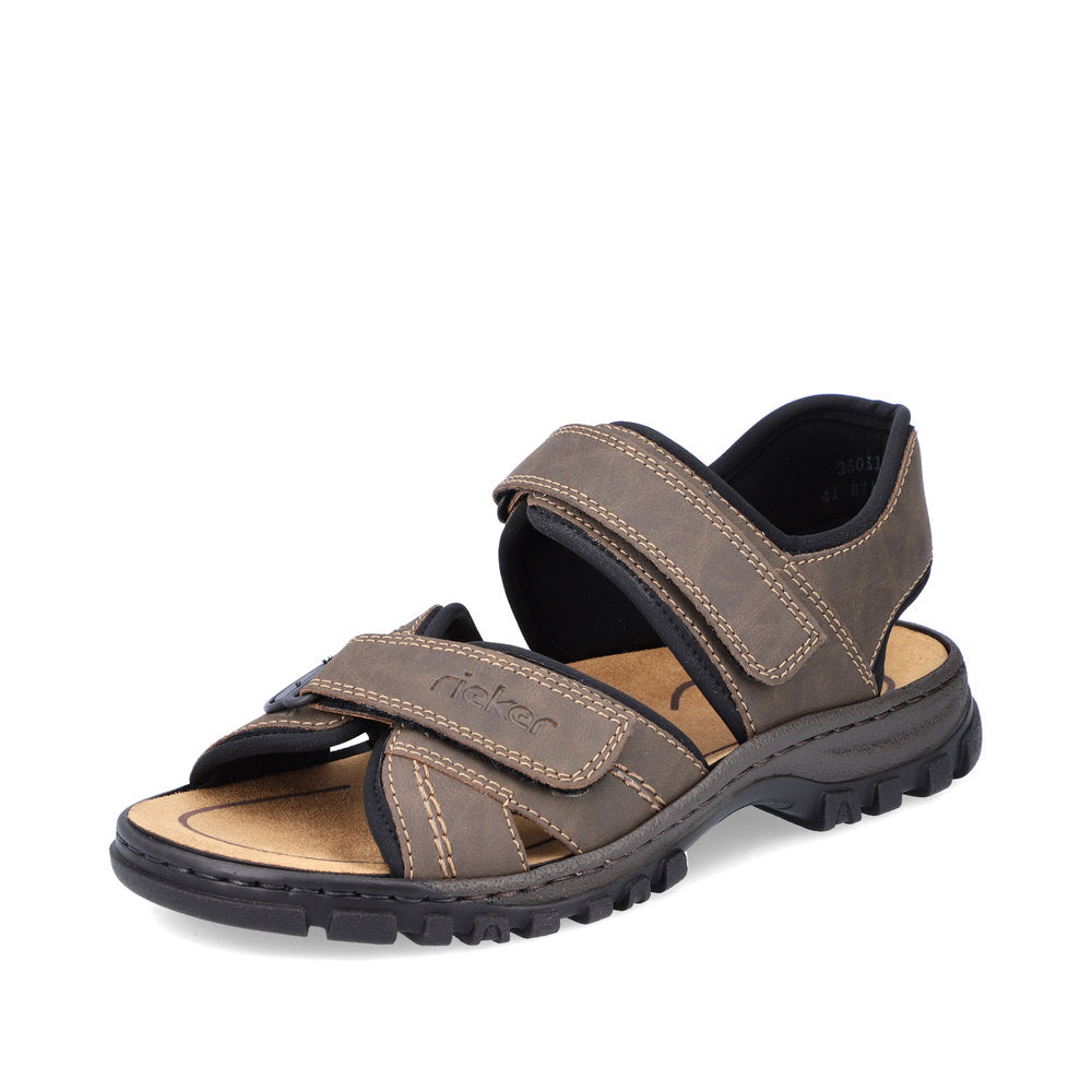 Rieker 25051-27 Brown 2 Strap Velcro Sandals